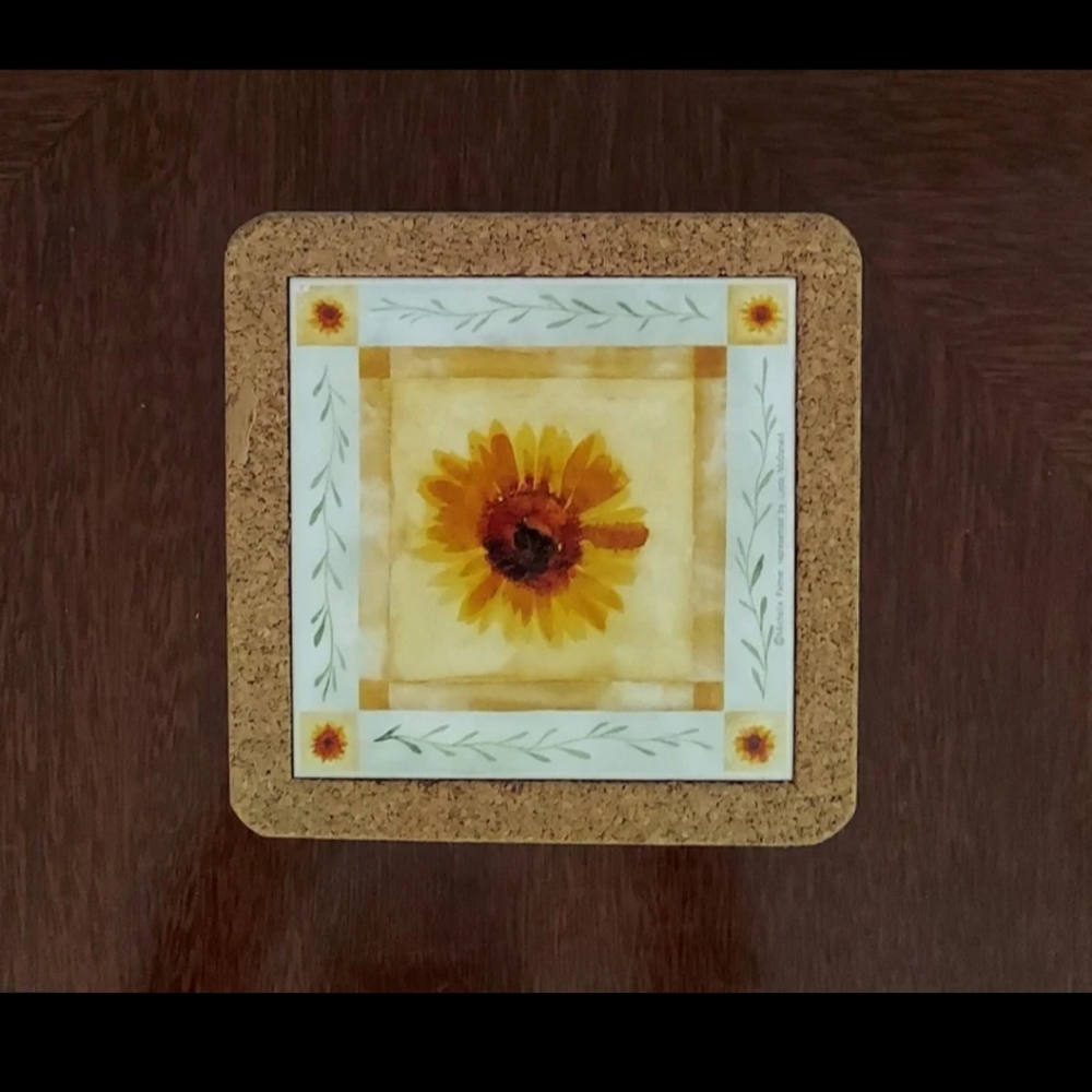 Michelle Palmer Ceramic Corked Sunflower Trivet Kitchen Decor #6148 NEW - RARE